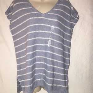 New Ann Taylor Loft Blue white stripes sweater L